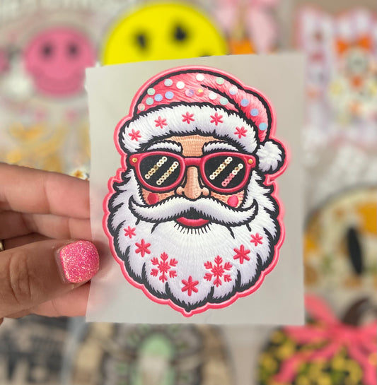 Pink Santa DTF Trucker Hat Patch Only