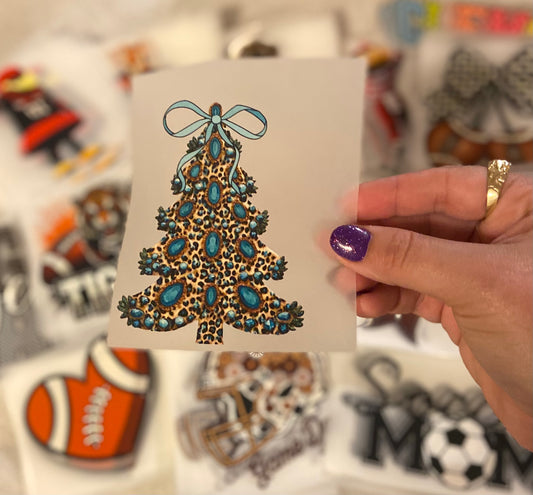 Christmas Tree Turquoise DTF Trucker Hat Patch Only