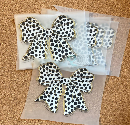 White & Black Dot Bow DTF Trucker Hat Patch Only