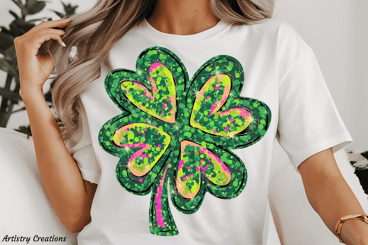 Pink and Green Clover St Patricks Baby, Toddler, Youth Short Sleeve Shirt