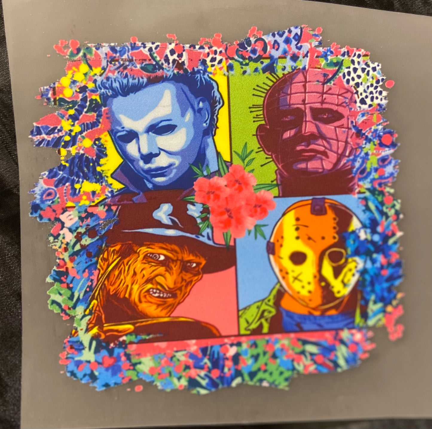 Horror Characters Floral DTF Trucker Hat Patch Only