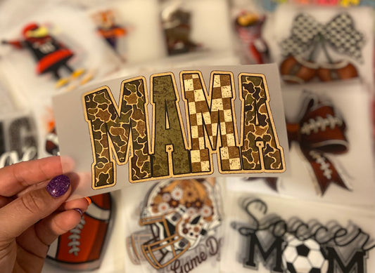 Mama Duck Camo and Checkered DTF Trucker Hat Patch Only