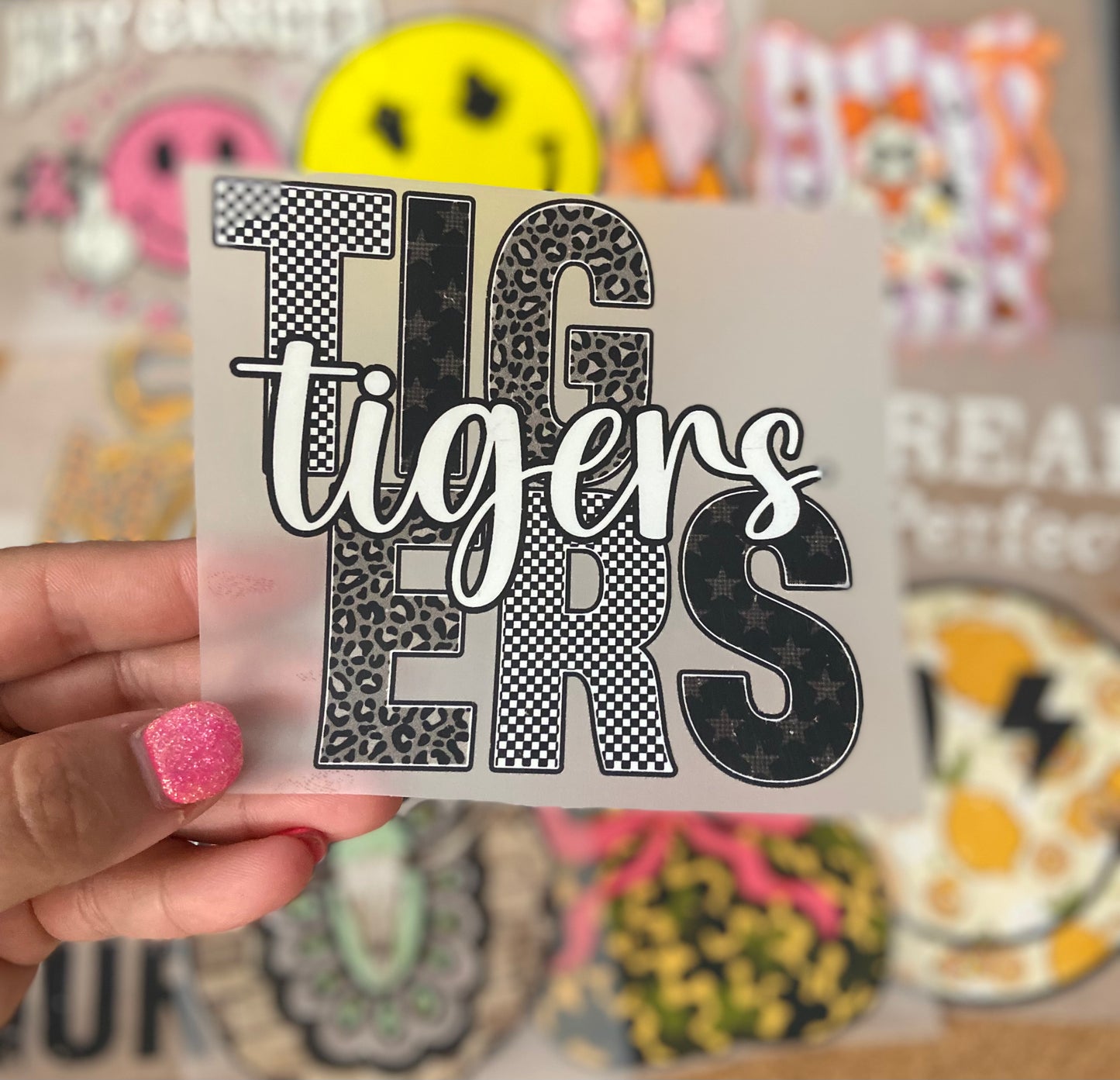 Tigers Black and White DTF Trucker Hat Patch Only