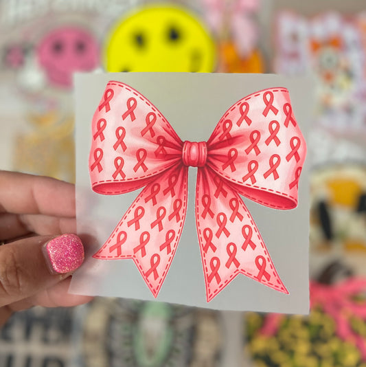 Pink Ribbon Bow DTF Trucker Hat Patch Only