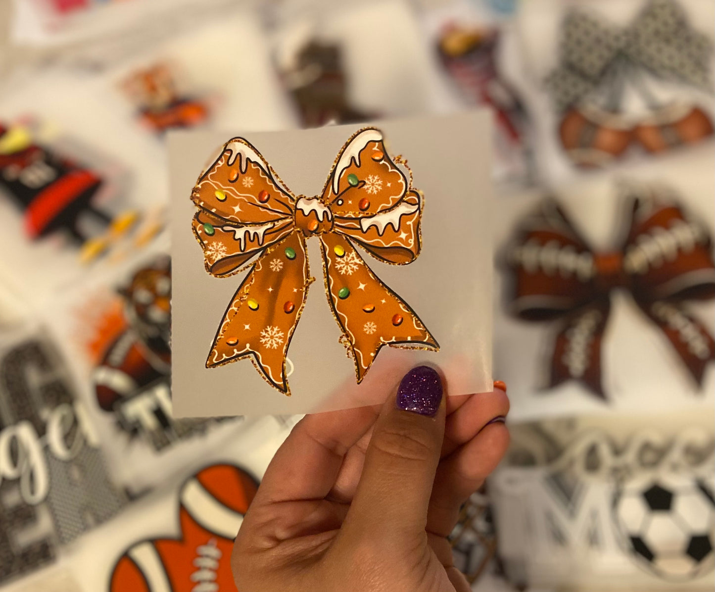 Christmas Gingerbread Bow DTF Trucker Hat Patch Only