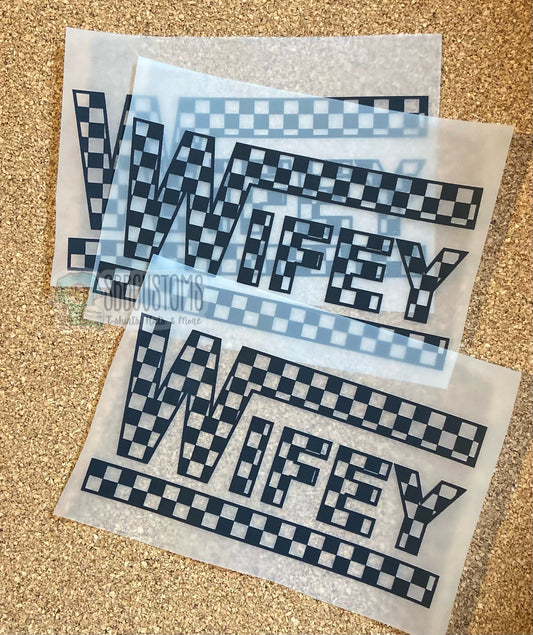 Wifey Checkered DTF Trucker Hat Patch Only