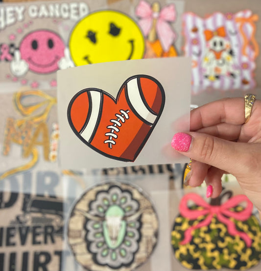 Football Heart DTF Trucker Hat Patch Only