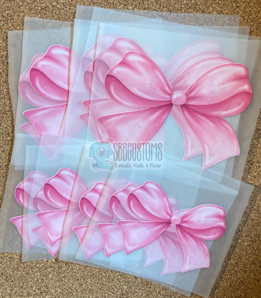 Large Pink Bow DTF Trucker Hat Patch Only