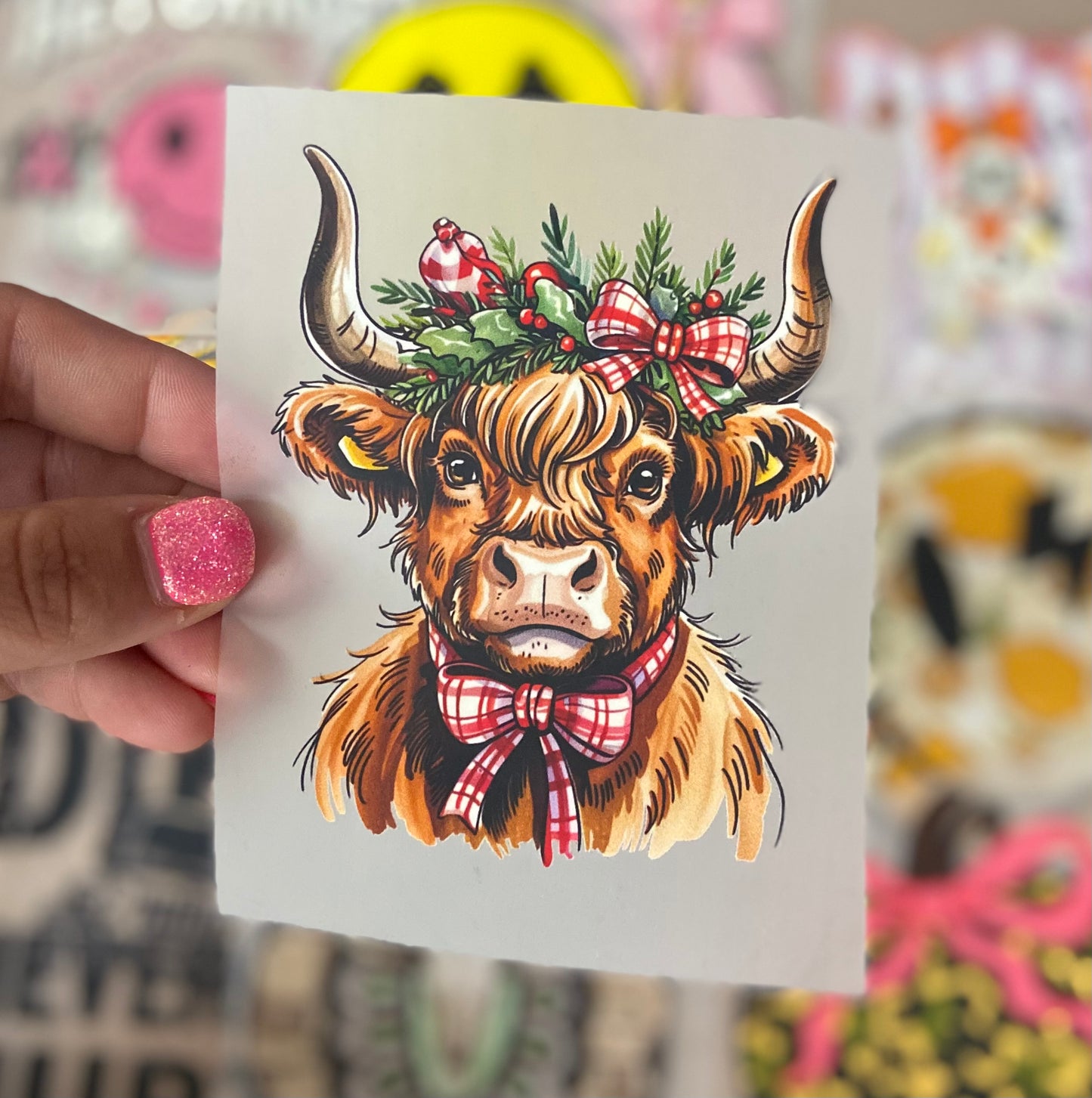 Christmas Cow DTF Trucker Hat Patch Only