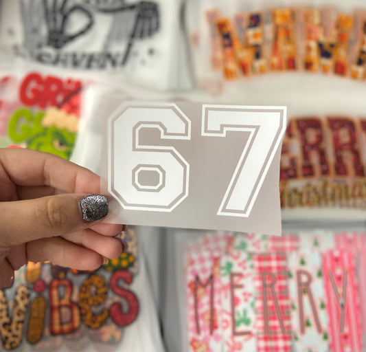 67 White Font DTF Trucker Hat Patch Only