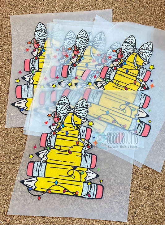 Pencil Tree Christmas DTF Trucker Hat Patch Only