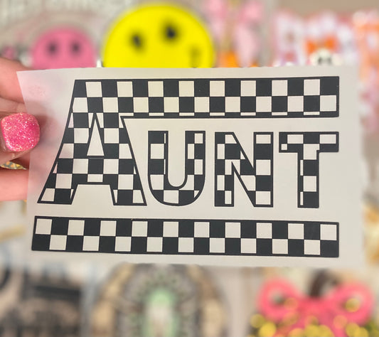 Aunt Checkered DTF Trucker Hat Patch Only