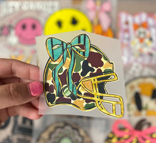 Football Helmet Duck Camo DTF Trucker Hat Patch Only