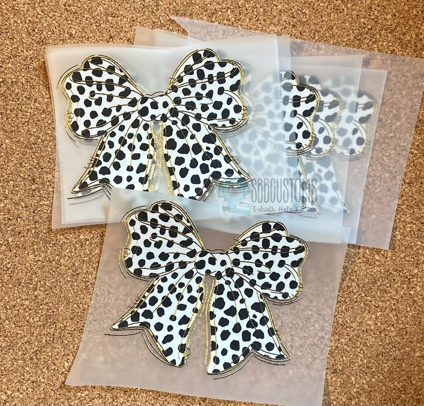 White & Black Dot Bow DTF Trucker Hat Patch Only