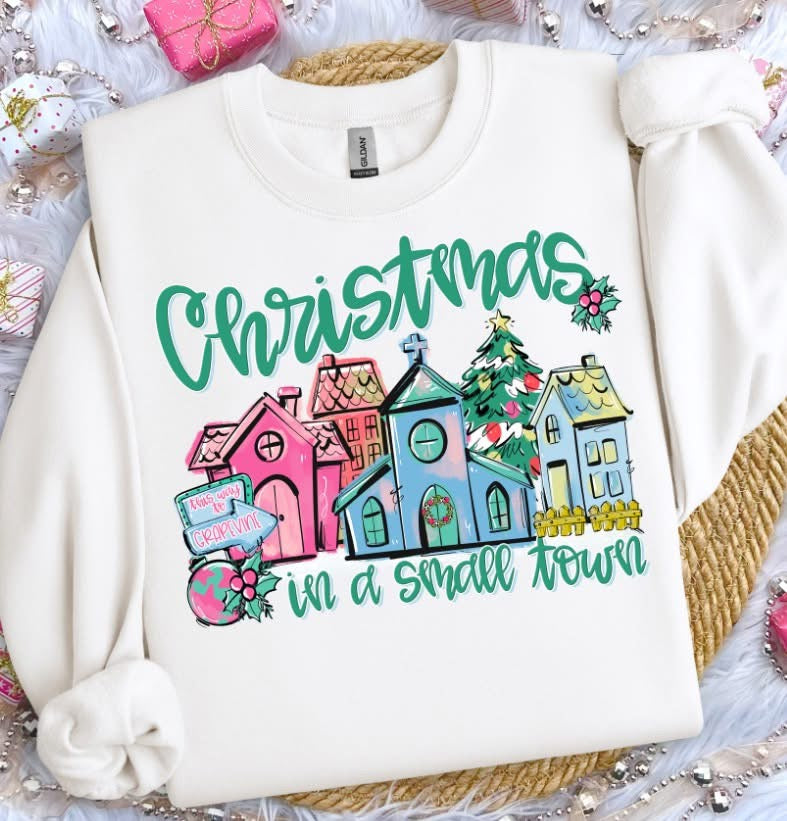 Custom Small Town Christmas Sweatshirt