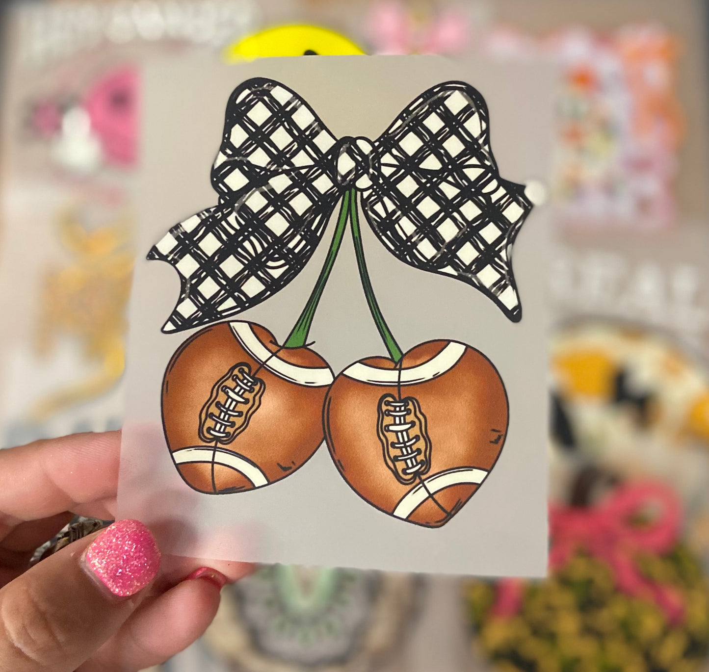 Football Cherries DTF Trucker Hat Patch Only