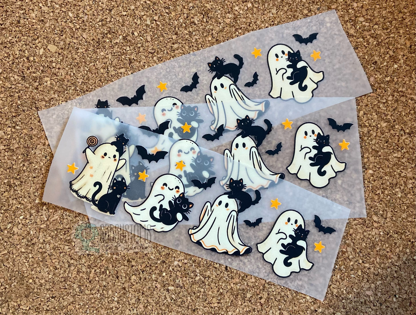 Halloween Ghost and Kitties DTF Trucker Hat Patch Only