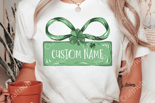 Custom Name Or Title Bow St Patricks Baby, Toddler, Youth Short Sleeve Shirt