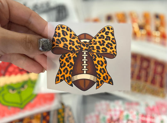 Football Cheetah Bow DTF Trucker Hat Patch Only