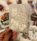 Floral Skull DTF Trucker Hat Patch Only