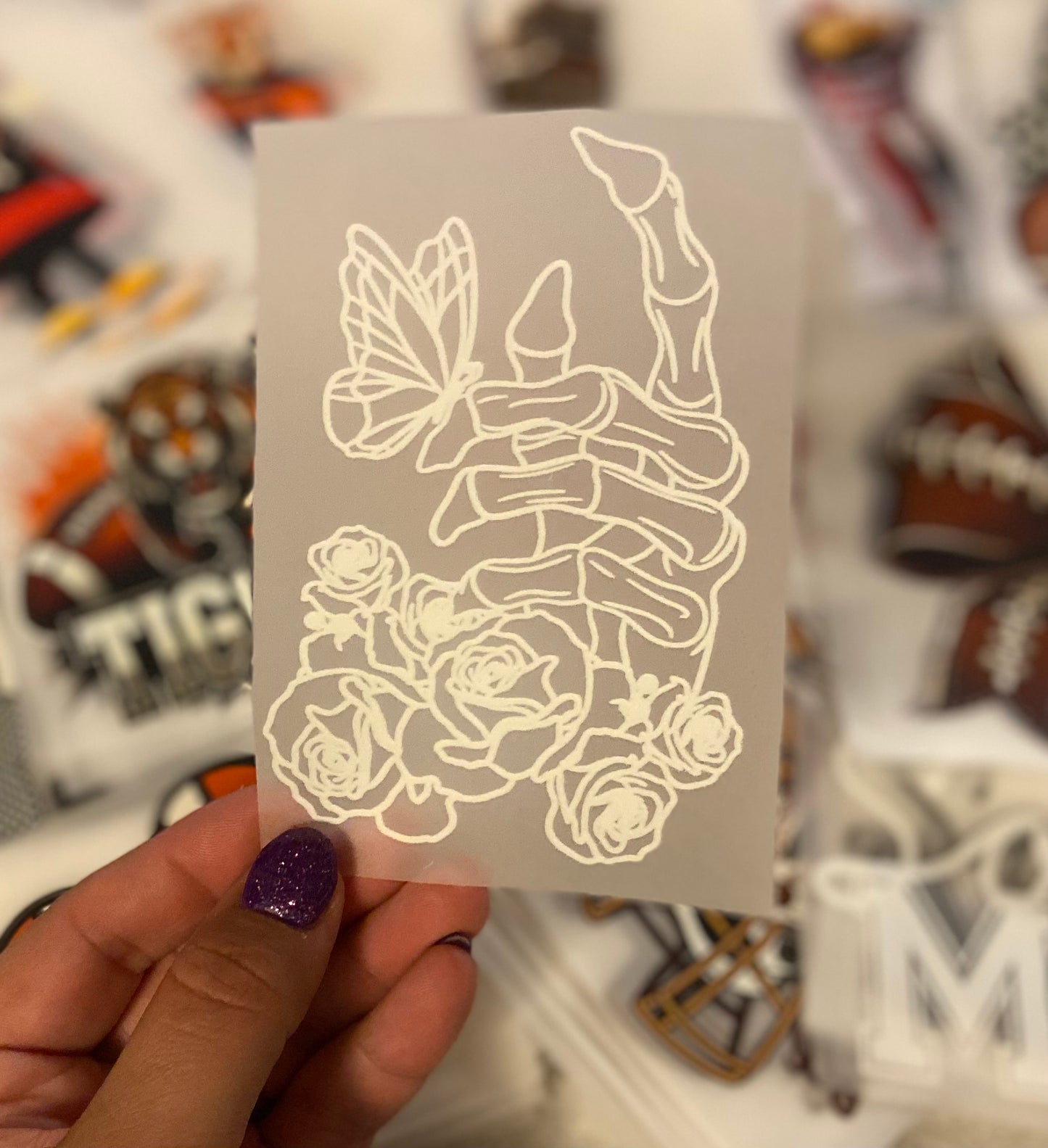 Floral Skull DTF Trucker Hat Patch Only