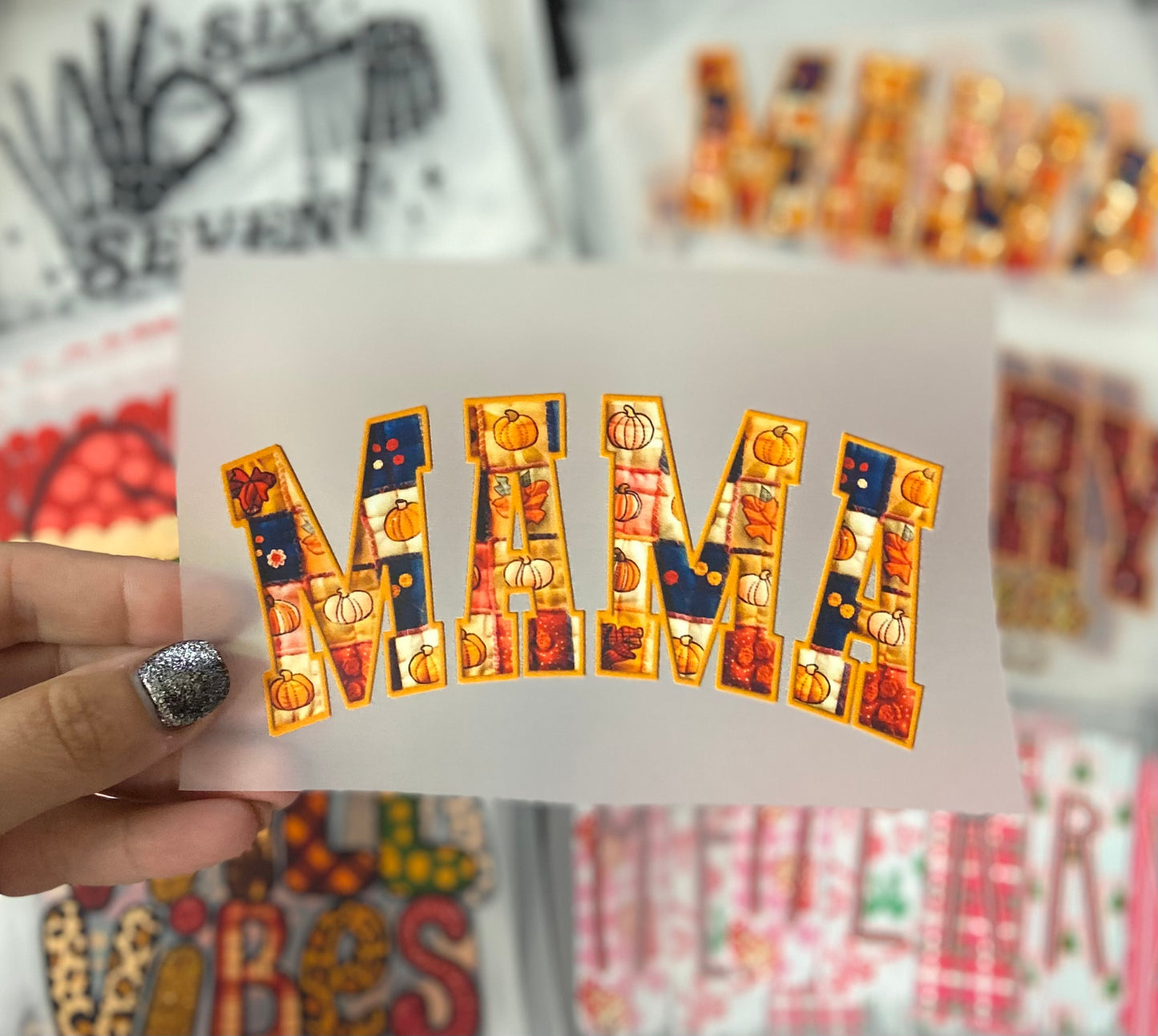 Mama Fall Patch Look DTF Trucker Hat Patch Only