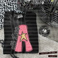 Pink Glitter Letter Custom Sport Name Comfort Color T-Shirt