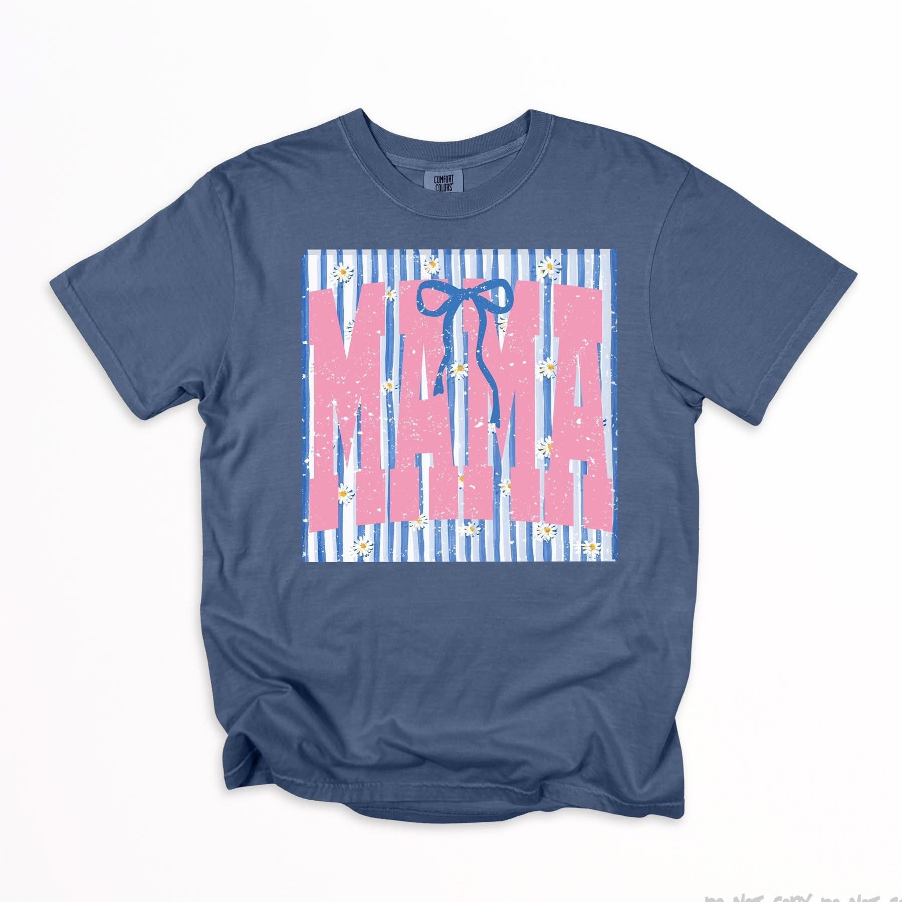 Mama Peach with Blue Stripes Adult Top