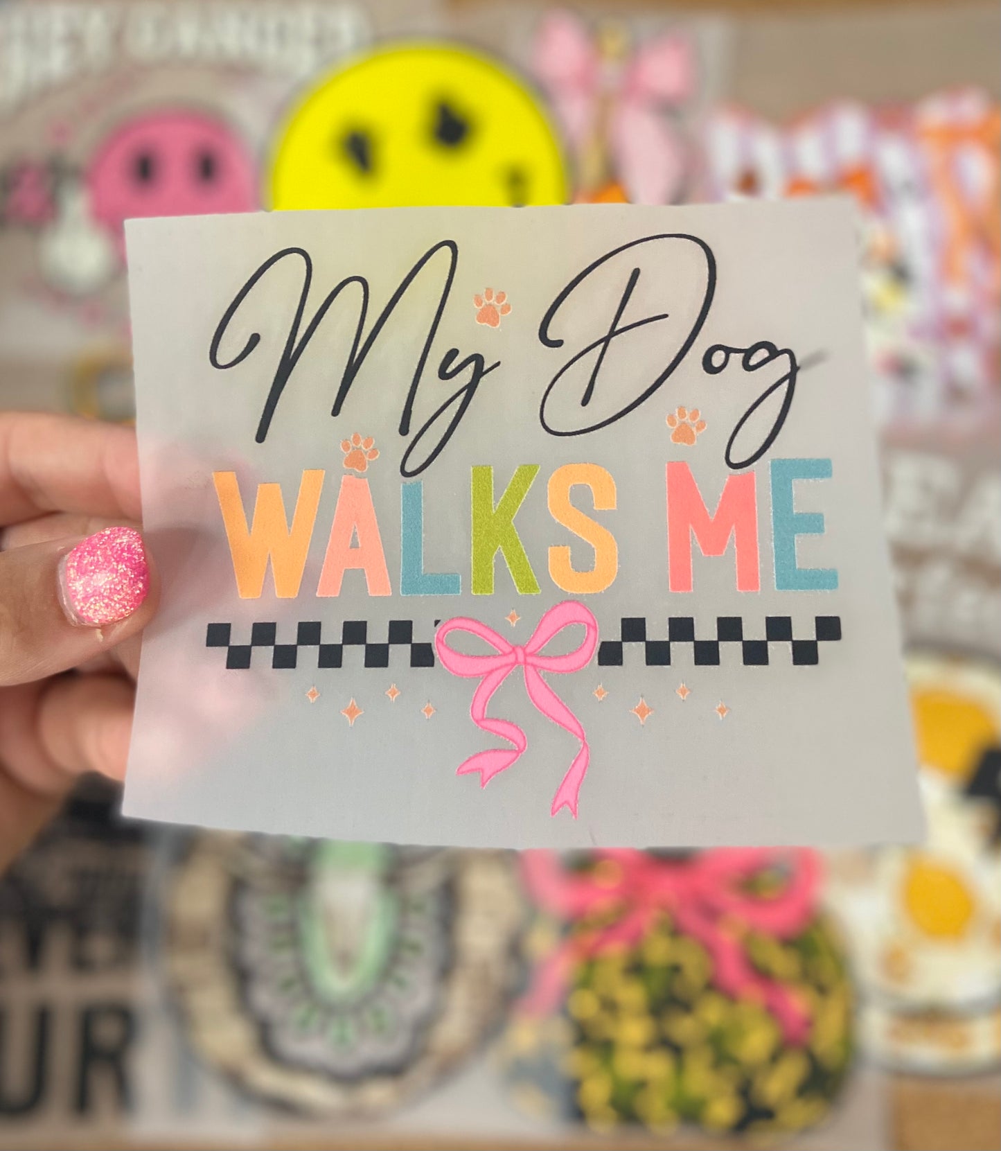 My Dog Walks Me DTF Trucker Hat Patch Only