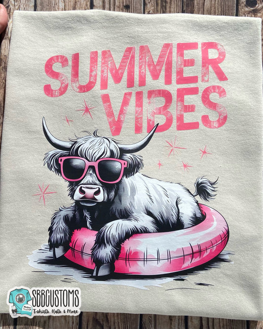 Summer Vibes Cow Baby, Toddler, Youth Short Sleeve Shirt