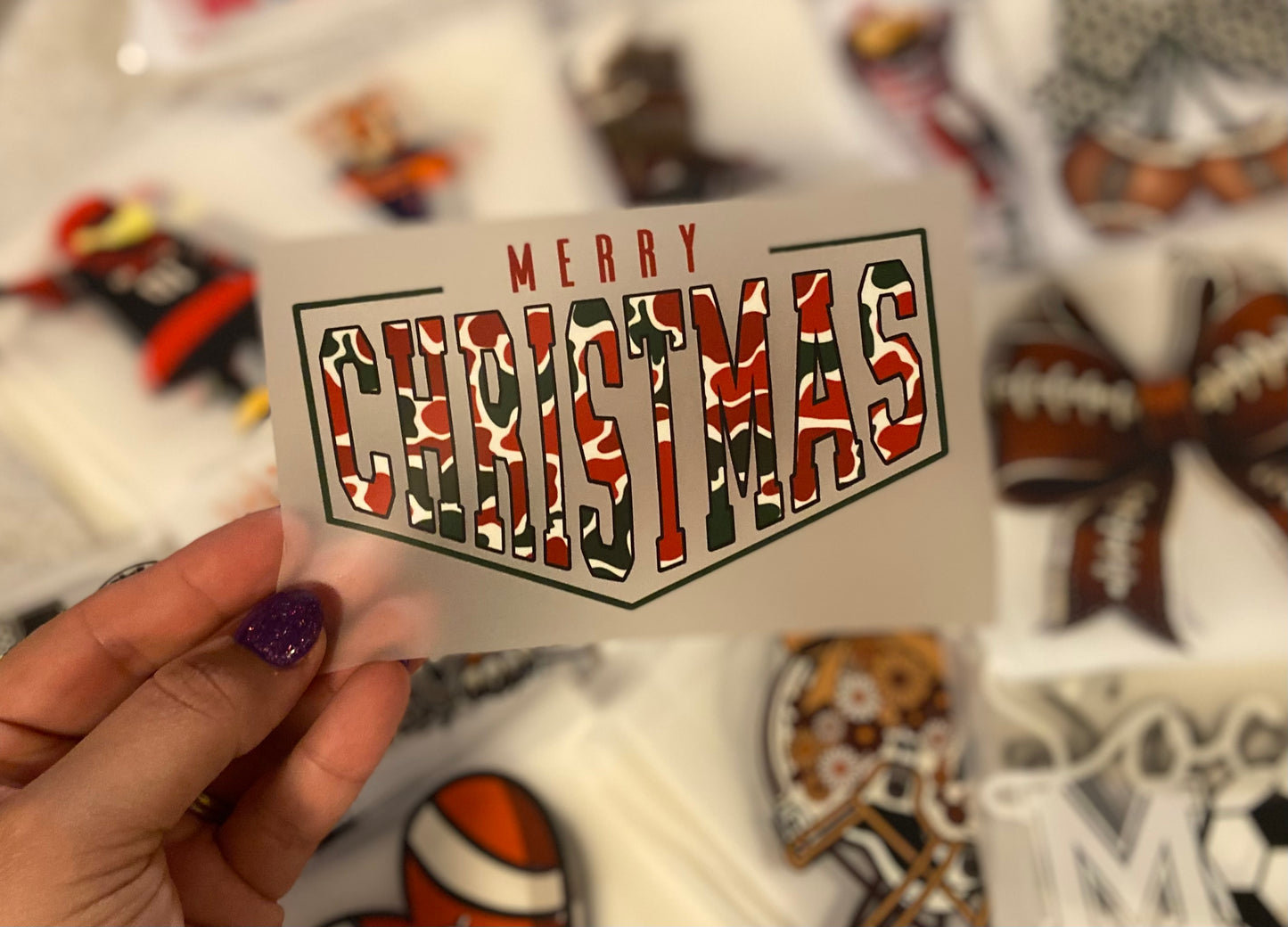 Merry Christmas Red/Green Camo DTF Trucker Hat Patch Only