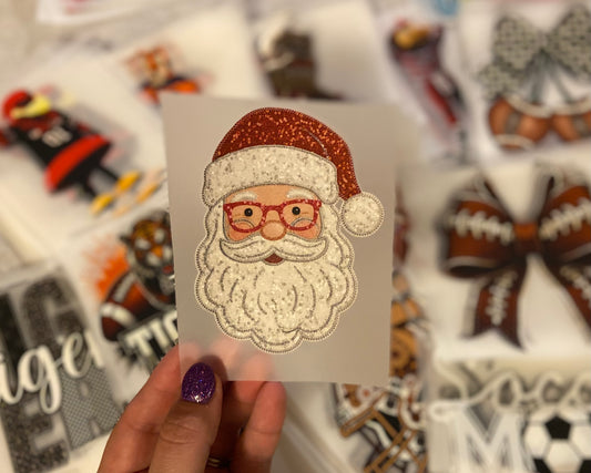 Santa Red & Silver Sequin DTF Trucker Hat Patch Only