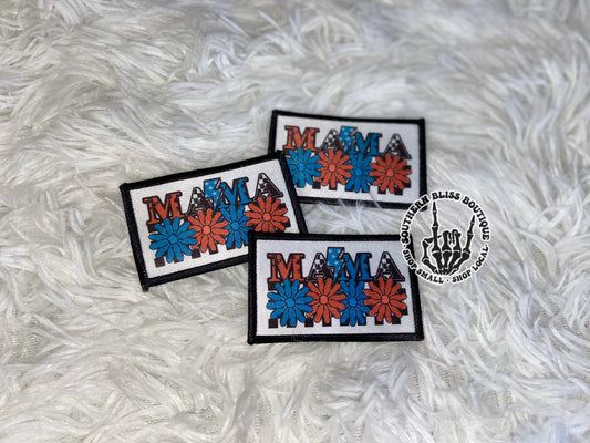 Mama Checkered Patriotic Trucker Hat Patch Only