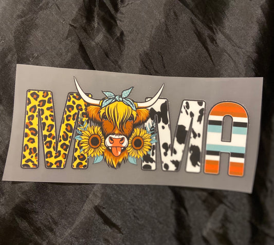 Mama Highland Cow DTF Trucker Hat Patch Only