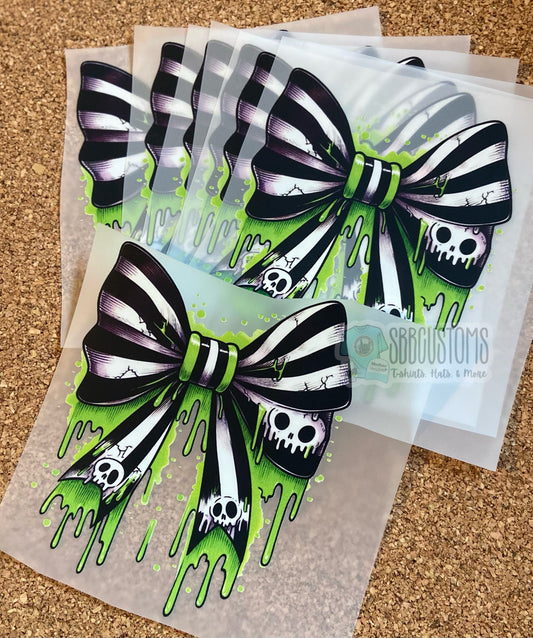 Green Drip Halloween Bow DTF Trucker Hat Patch Only