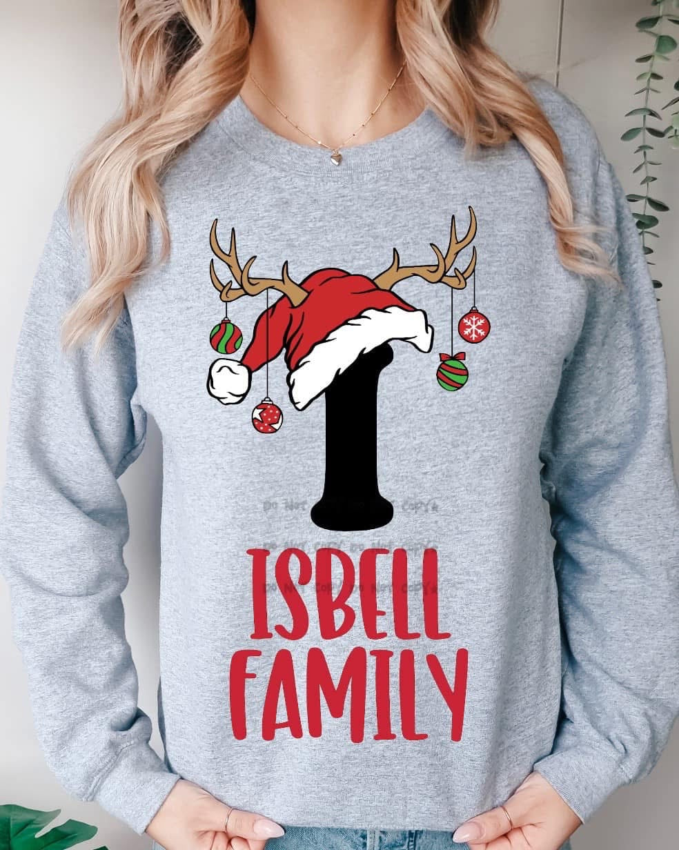 Santa Hat Letter & Custom Name Comfort Color T-Shirt
