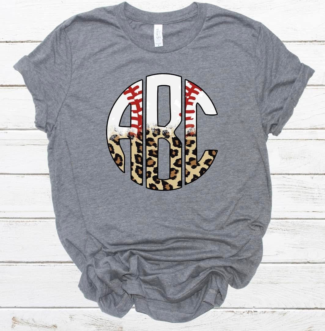 Baseball Leopard Monogram Comfort Color T-Shirt