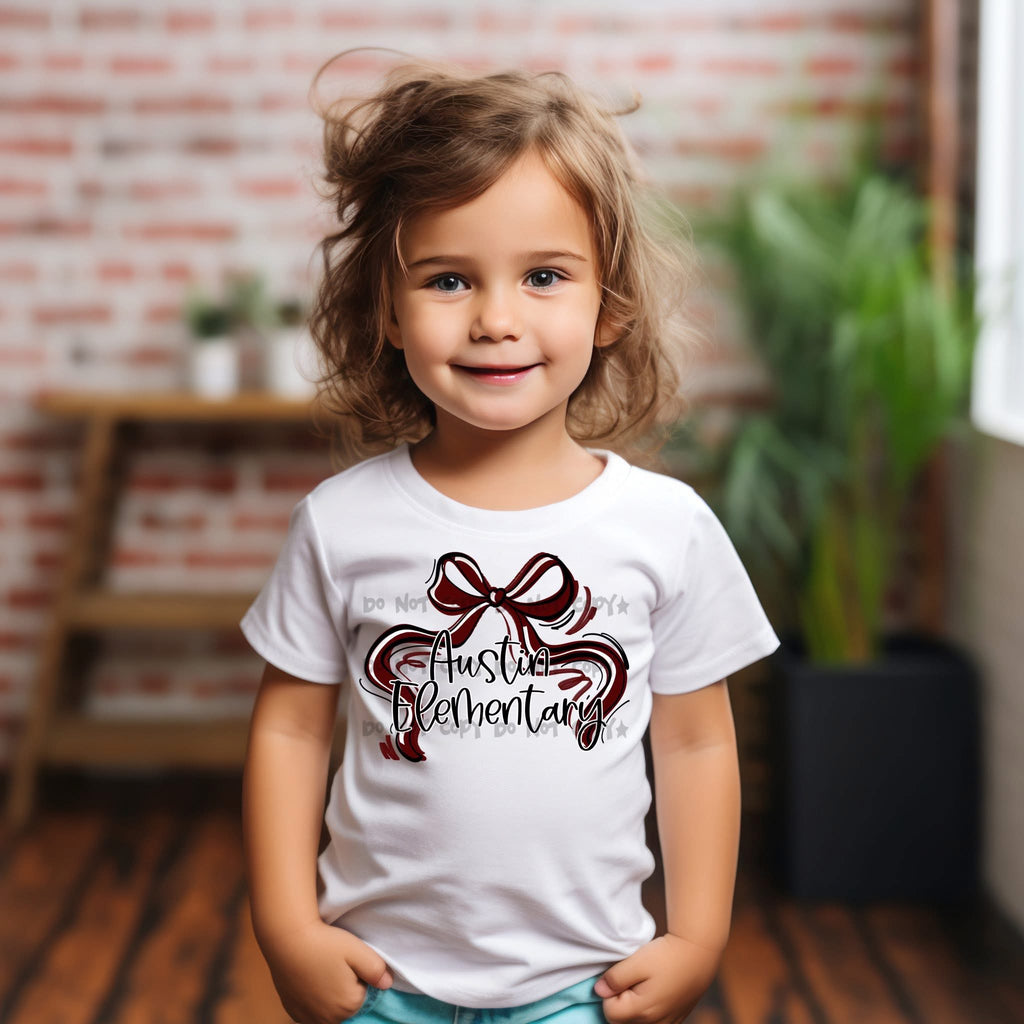 Color Bow Team Name Custom Comfort Color T-Shirt