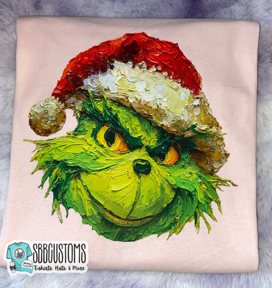 Green Guy Textured Paint Christmas Baby, Toddler, Youth Short Sleeve Shirt