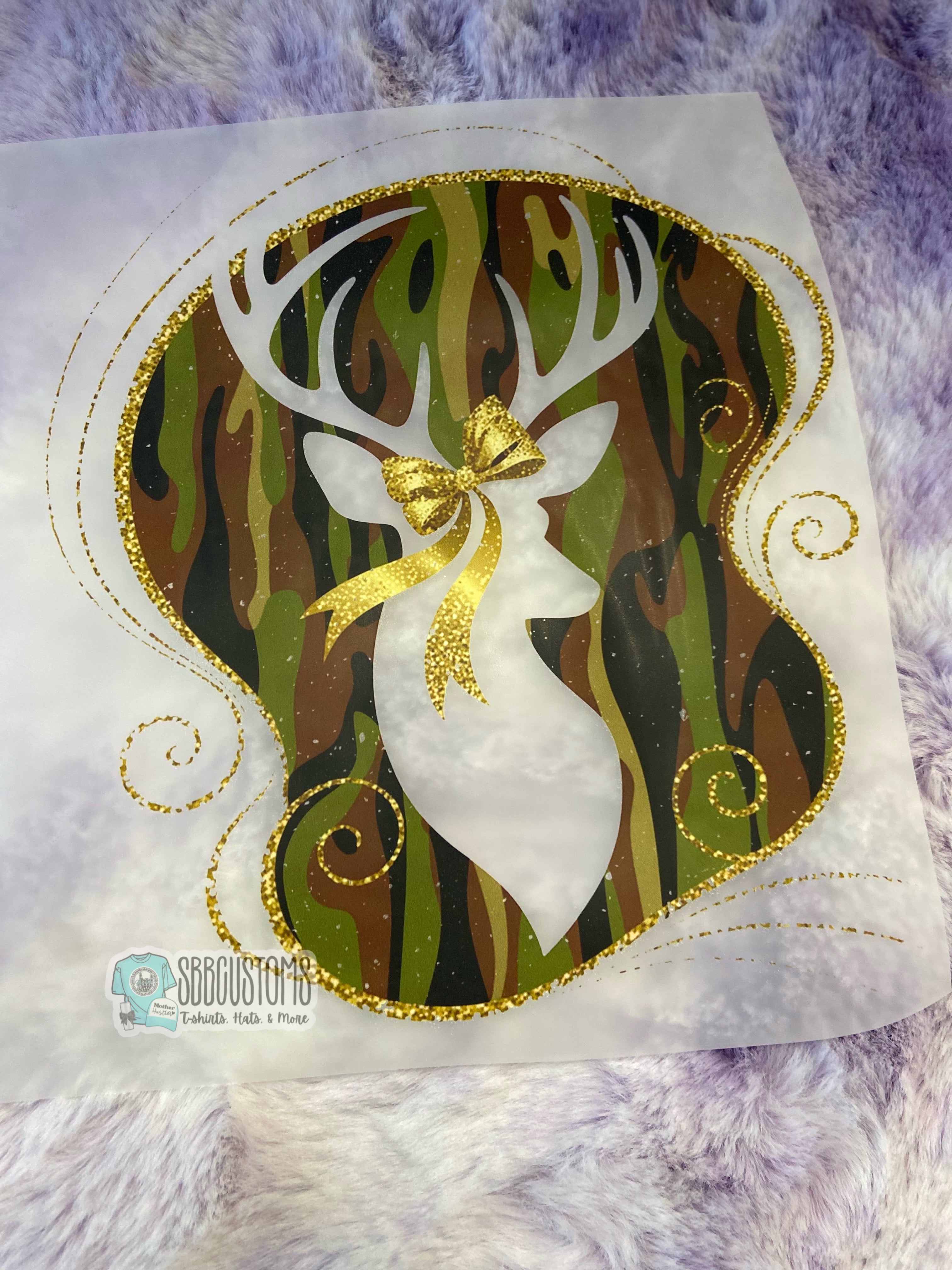 Quick Ship Camo Deer Head T-shirt