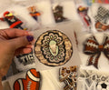 Western Turquoise Round DTF Trucker Hat Patch Only
