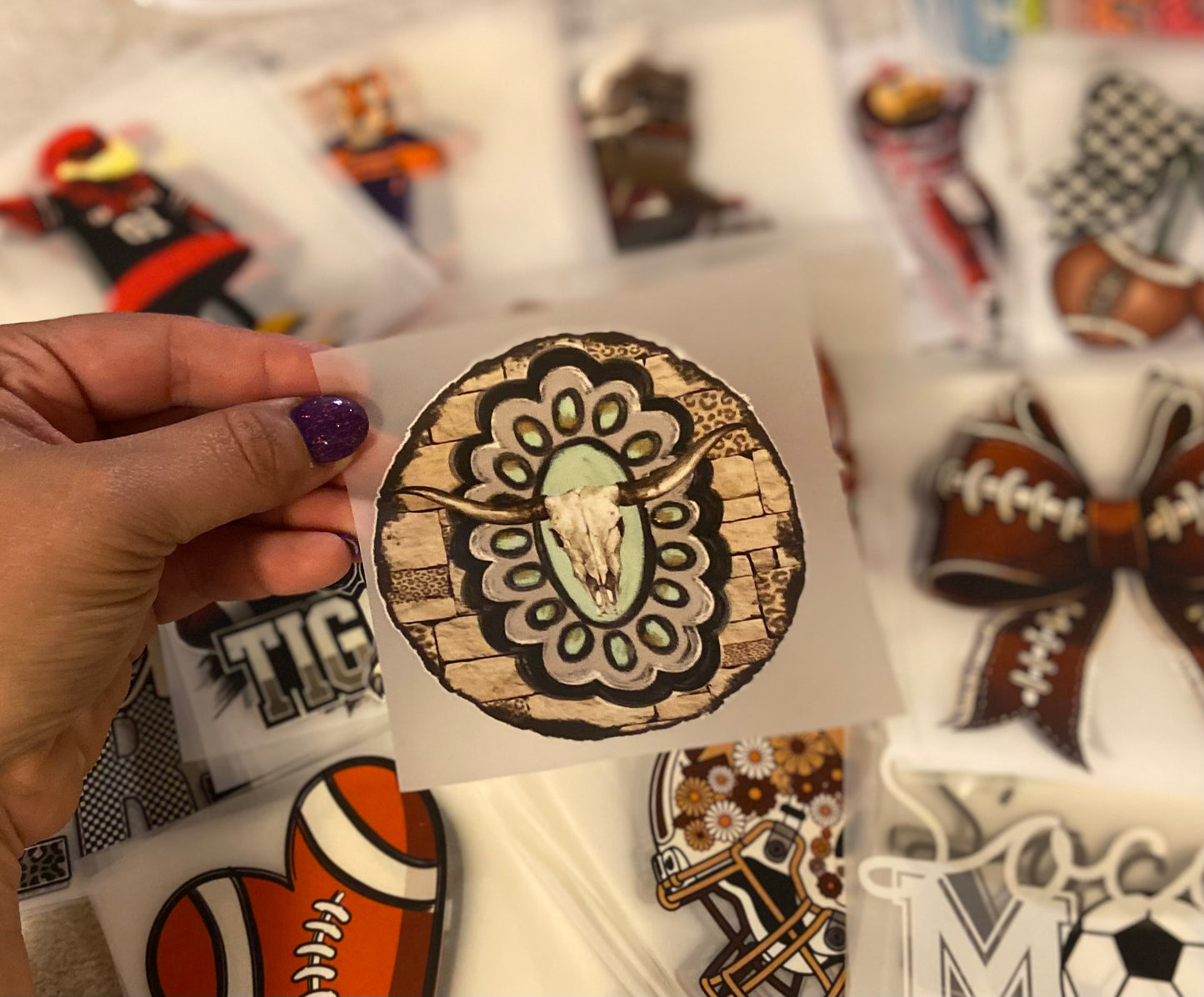 Western Turquoise Round DTF Trucker Hat Patch Only