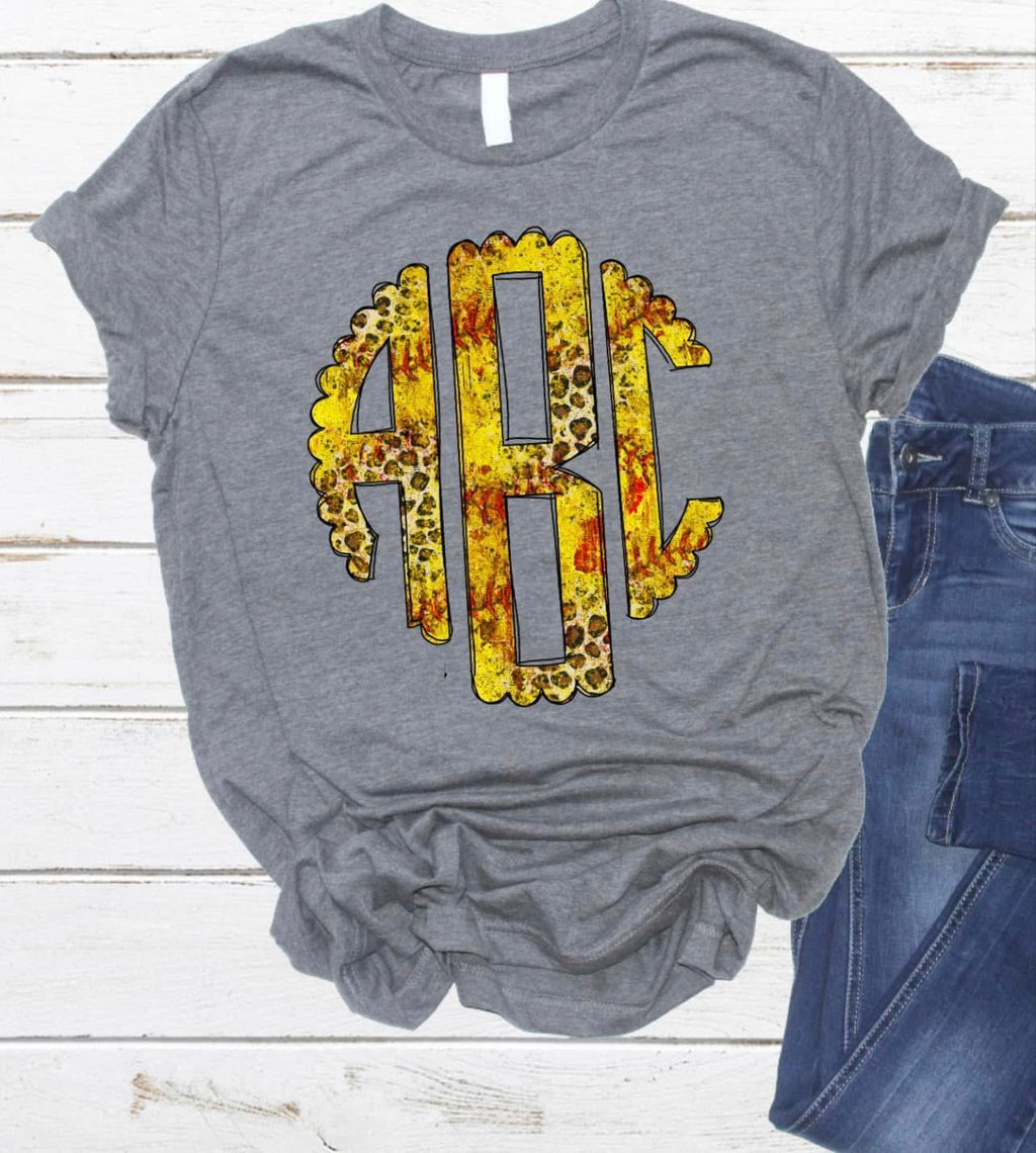 Softball Monogram Comfort Color T-Shirt