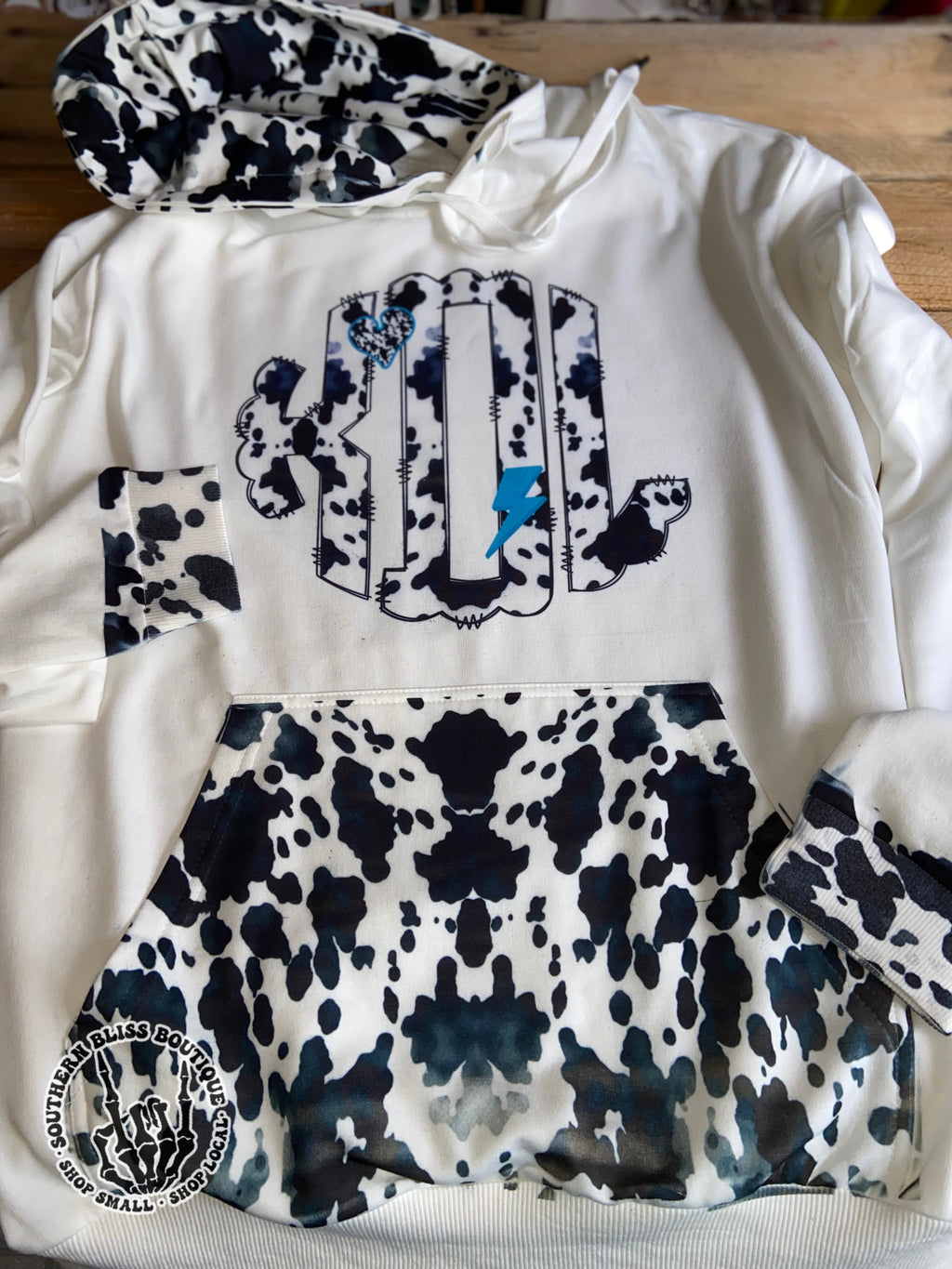 Cow Print Monogram Custom Hoodie