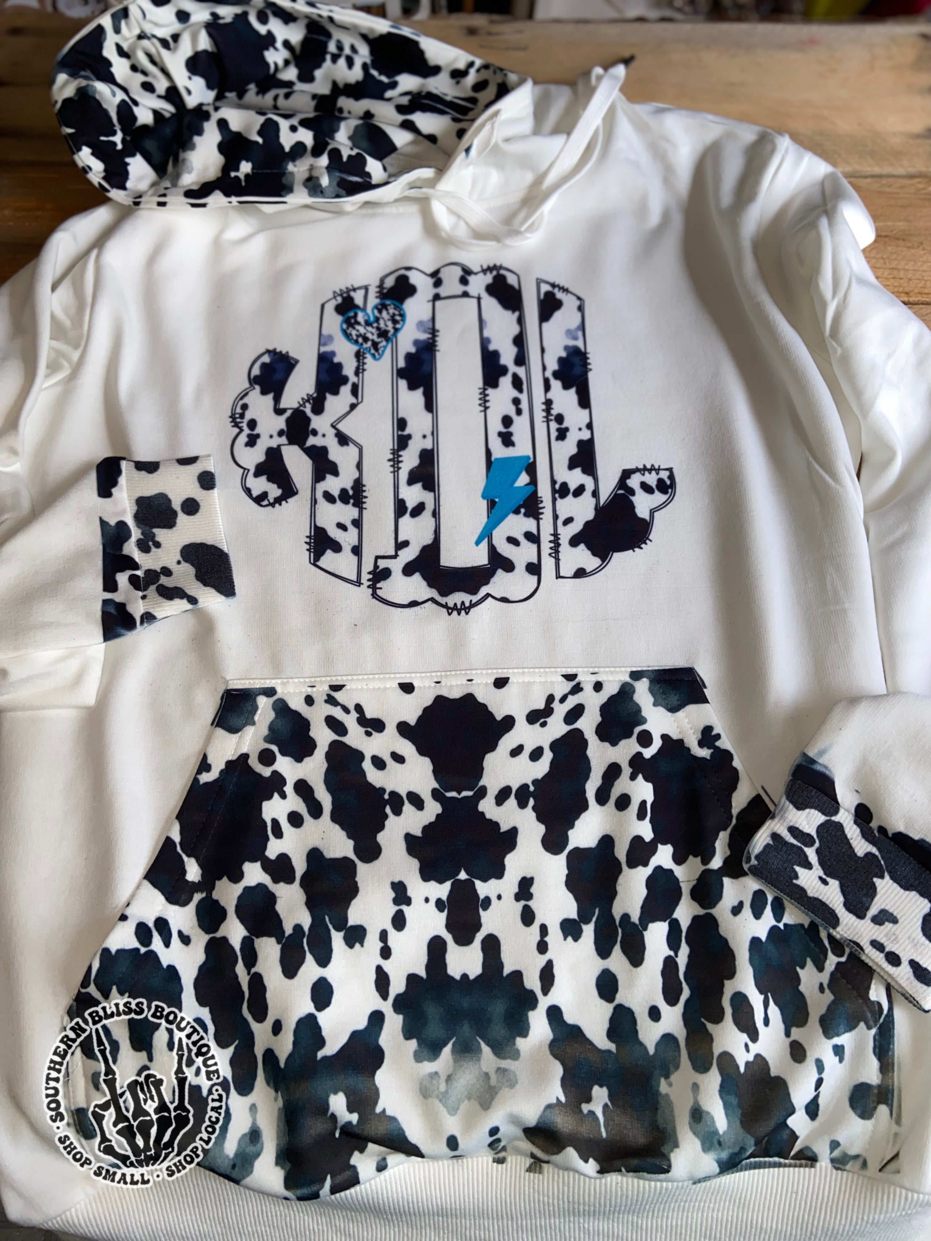Cow Print Monogram Custom Hoodie