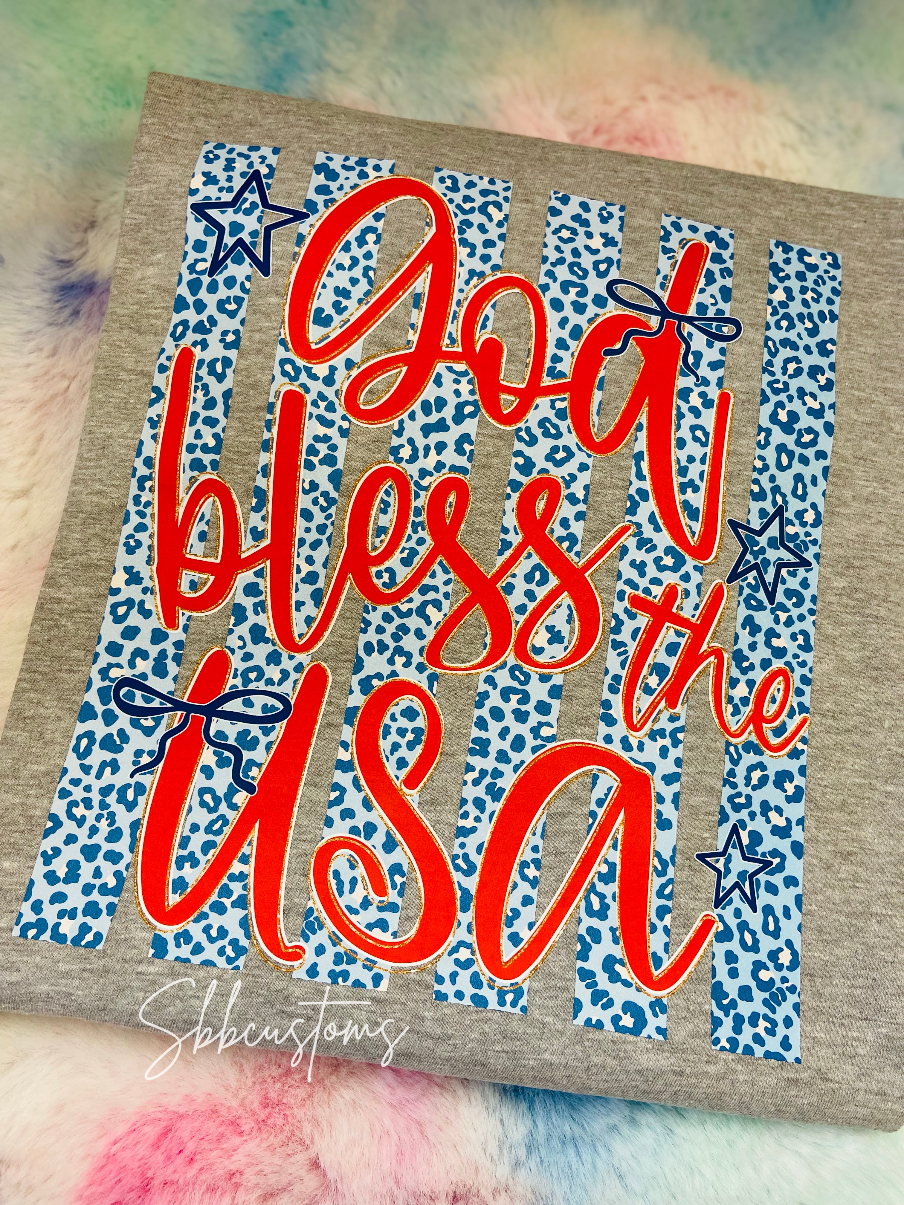 God Bless America Cheetah Stripes Adult Top