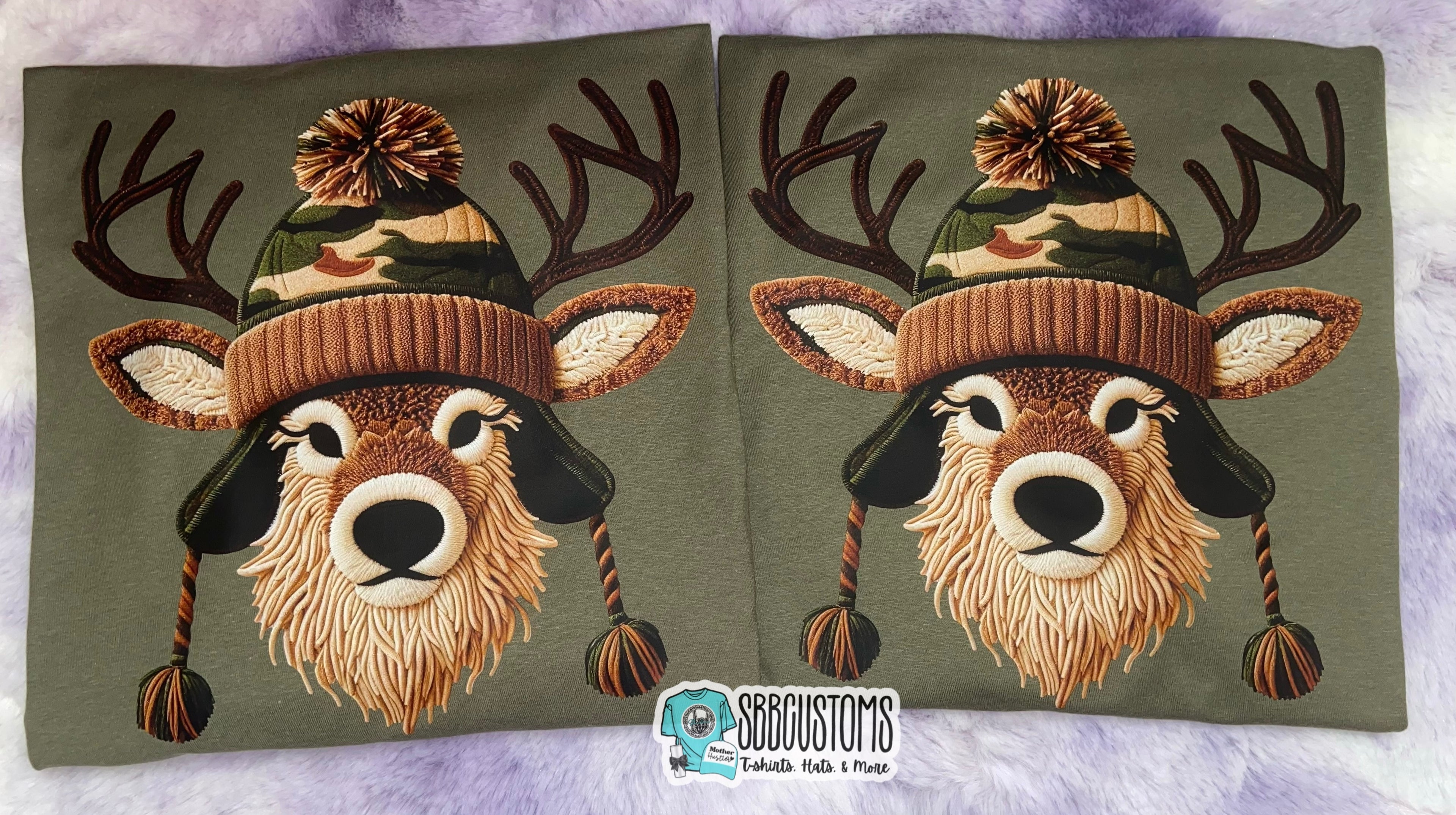Camo Deer Christmas Adult Top