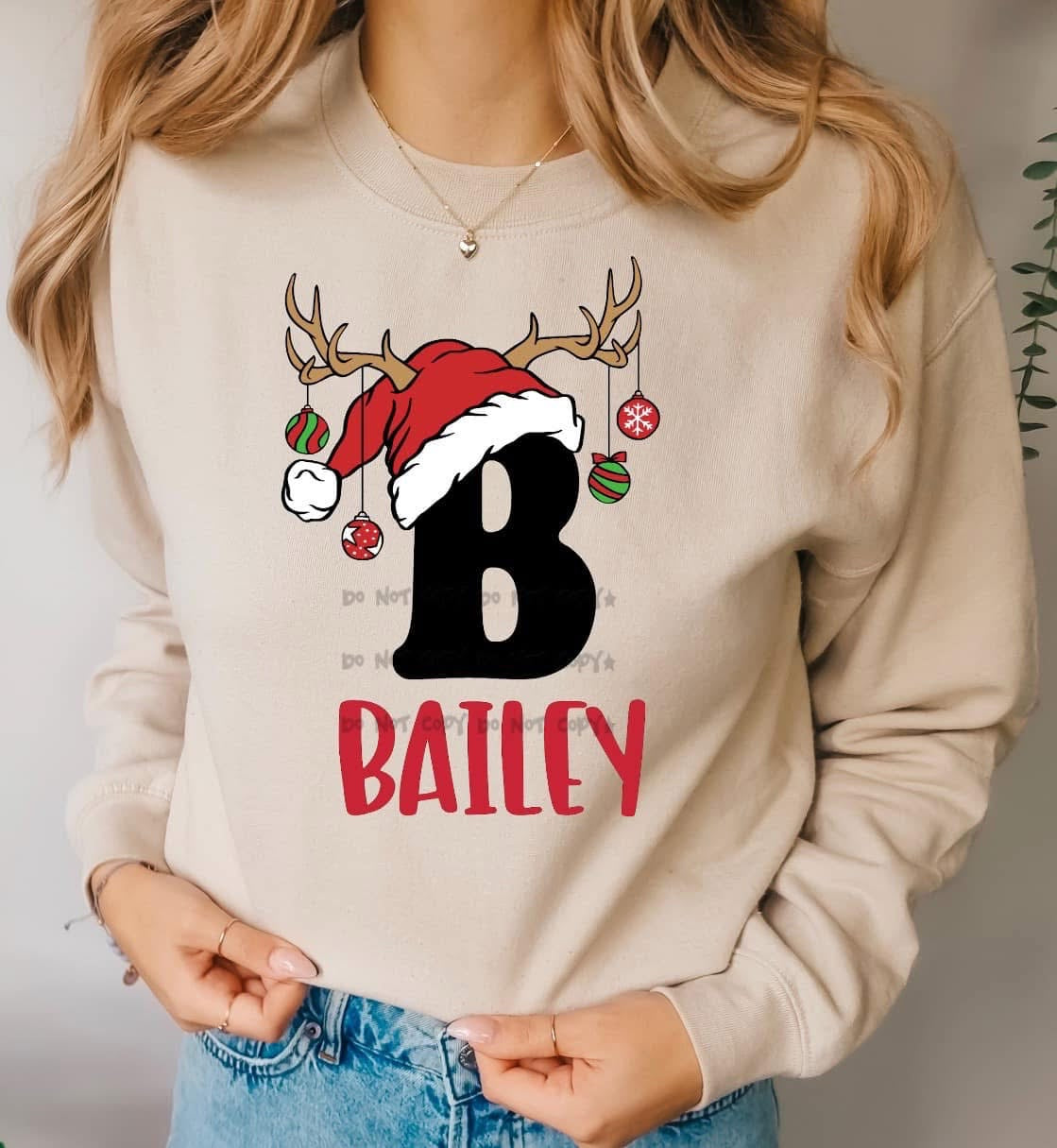 Santa Hat Letter & Custom Name Comfort Color T-Shirt