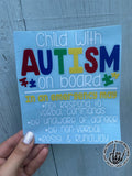 Child With Autism On Board In Case Of Emergency Vinyl Decal