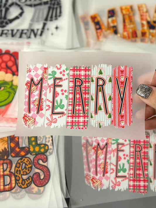 Merry Brushstroke DTF Trucker Hat Patch Only